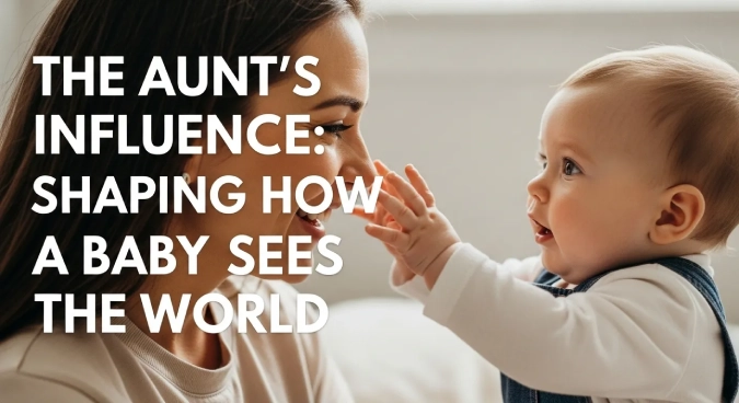 A Smiling Aunt Holding Her Newborn Niece Close, Demonstrating The Powerful Positive Aunt Influence On Baby Development.